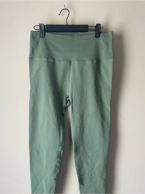 JoyLab Sage Green Ribbed High-Waist Leggings